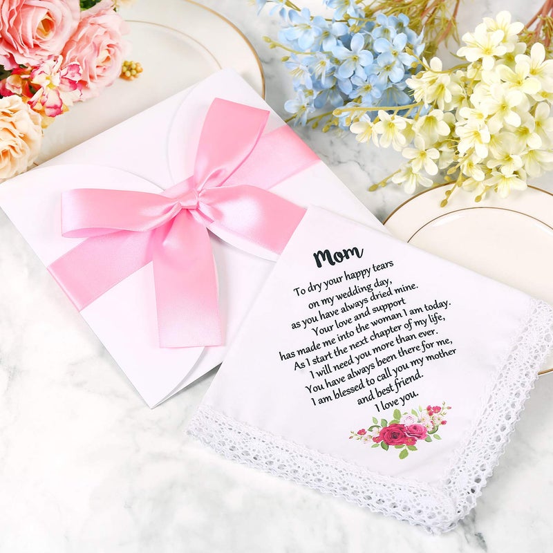 TRULIVA Wedding Handkerchief for Bride's Mother, Mom Wedding Gift from Daughter, Keepsake Hankie for Mother (Mom) - Image 2